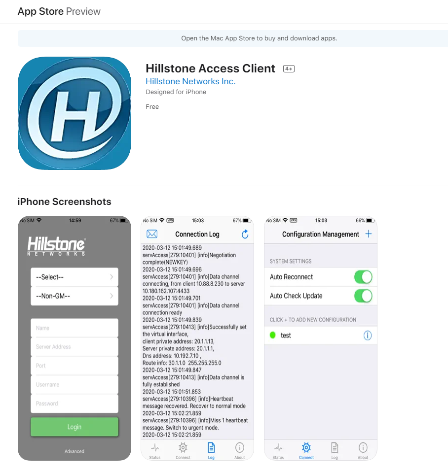 App Store - Hillstone Access Client